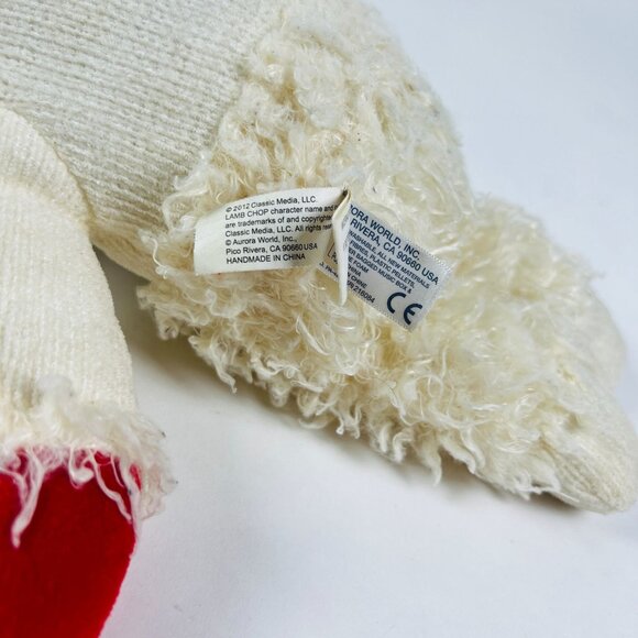 Vintage Lamb Chop By Nanco Plush Doll 10"Furry Outfit Black Eyes Red Mittens Cut - Picture 6 of 9